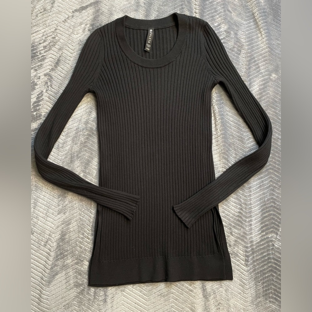 Athleta Lincoln Park Black Rib Knit Sweater XXS